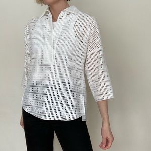 AKRIS Punto White Eyelet Top, size S-L